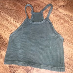 Free people happiness runs crop tank in moss green